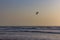 Kitesurf at sea on a sunset, Arambol beach, Goa, India