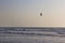 Kitesurf at sea on a sunset, Arambol beach, Goa, India