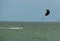 A kitesurfer on the North Sea off the coast of Zeeland