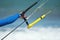 Kitesurfer ready for kitesurfing rides in blue sea