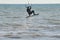 Kitesurfer rides waves on Lake Ontario on a cold November day.