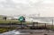 Kitesurfer during storm surge on the North Sea coast near Bremerhaven, Germany