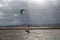 Kitesurfer and windsurfer