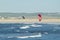 Kitesurfers off Gamboa beach in Peniche Portugal