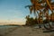 Kitesurfing. Evening landscape of a small island and the sea. Boracay, Philippines.