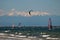 Kitesurfing in front of Mont Canigou, Leucate