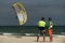 Kitesurfing instruction.