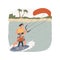 Kitesurfing isolated cartoon vector illustration.