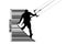 Kitesurfing and kiteboarding. Silhouette of a kitesurfer. Man in a jump performs a trick. Big air competition. Vector