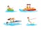 Kitesurfing Set of Sports Vector Illustration