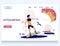 Kitesurfing vector website landing page design template