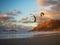 Kiting on Famara beach on Lanzarote, Spain