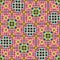 Kitsch pattern geometric retro design in seamless background. Trendy modern boho geo in vibrant colorful graphic