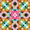 Kitsch pattern geometric retro design in seamless background. Trendy modern boho geo in vibrant colorful graphic