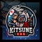 Kitsune cyborg mascot. esport logo design