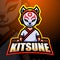 Kitsune ninja mascot esport logo design