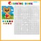 Kitten with balls of yarn. Color by numbers. Coloring book for kids. Colorful Puzzle Game for Children with answer