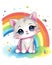 Kitten bundle illustration for kids. Cute colorful kitten sitting bundle illustration. Kitten with cute eyes smiling. Colorful