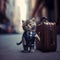 A kitten in business suit with big briefcase