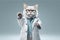 Kitten doctor in medical coat and glasses