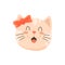Kitten girl with bow on head isolated pleased cat