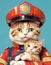 Kitten Guardian in Firefighter Gear