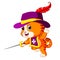 Kitten musketeer with sword