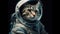 Kitten in outer space that are wearing a space suit. Generative AI