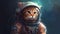 Kitten in outer space that are wearing a space suit. Generative AI