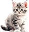 Kitten painting in a traditional Japanese brush painting style. AI-generated.