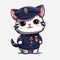 Kitten police cartoon design collection. Colorful kittens wearing police suits set design for kid coloring pages. Colorful