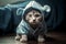 A kitten in a shark costume. AI Generated