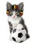 Kitten with a soccer ball