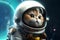 Kitten in spacesuit looking something, AI generative