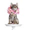 Kitten wearing flowers collar