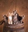 Kittens on a barrel