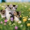 kittens in a flower meadow
