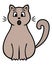 Kitty. Brown cat with a surprised muzzle. Mustachioed animal with tail raised up. Cartoon style