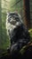 Kitty Cat Kitten Sitting Log Forest Stunning Serious Looking Wit