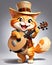 Kitty kitten straw hat banjo guitar festival