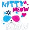 kitty meow cat face girls print vector art