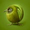 Kiwi bird illustration stilyzed kiwi fruit on a green background