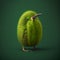 Kiwi bird illustration stilyzed kiwi fruit on a green background