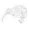 Kiwi bird outline drawn in celtic style. Design suitable for coloring, tattoo, logo, exotic bird emblem, mascot, sticker, symbol