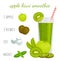 Kiwi Cocktail Recipe. How to make a green smoothie. Vector illustration