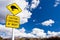 Kiwi Crossing road sign and volcano Ruapehu NZ