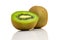 Kiwi fruit. Green kiwifruit isolated on white background.