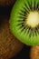 Kiwi fruit half sliced close up macro, healthy lifestyle and food