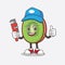 Kiwi Fruit mascot character as happy plumber