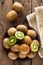 Kiwi fruit on wooden rustic table, ingredient for detox smoothie